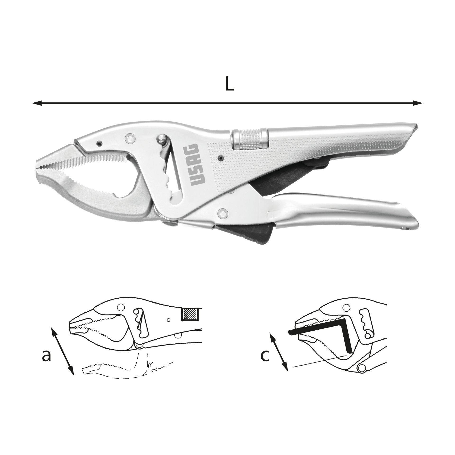 135 B - Pince à crémaillère réglable autobloquante à becs longs - Usag - U01350510 135 B - Pince à crémaillère réglable autobloquante à becs longs - Usag - U01350510